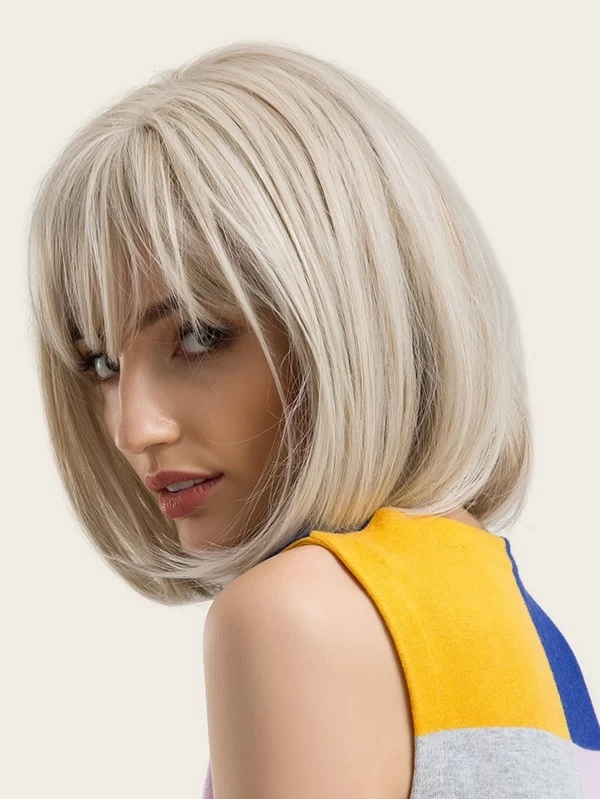 Natural Bob Wig With Bang1