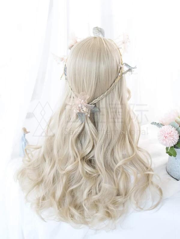 Natural Long Curly Synthetic Wig With Bangs