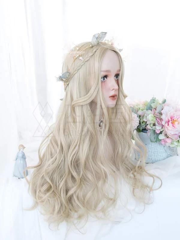 Natural Long Curly Synthetic Wig With Bangs