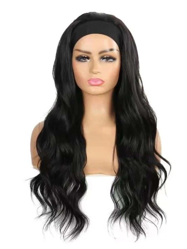 Natural Long Curly Synthetic Wig With Headband