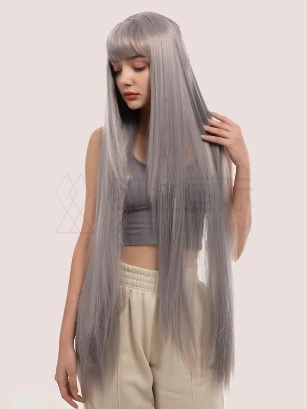 Natural Long Straight Wig With Bangs