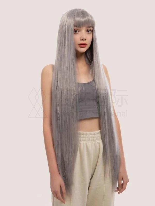 Natural Long Straight Wig With Bangs