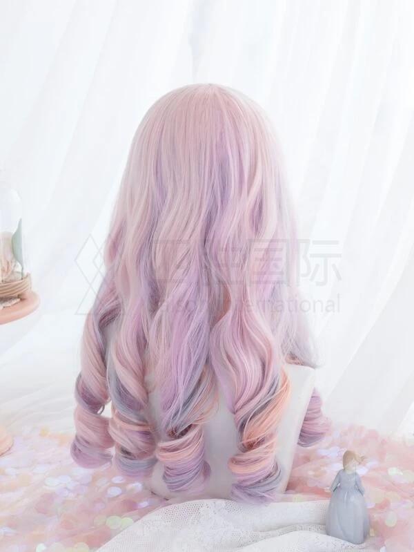 Ombre Long Curly Synthetic Wig With Bangs