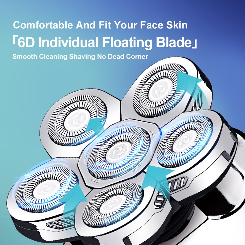 Professional Floating Blades Razor 6 in 1 rotary  Electric Shaver