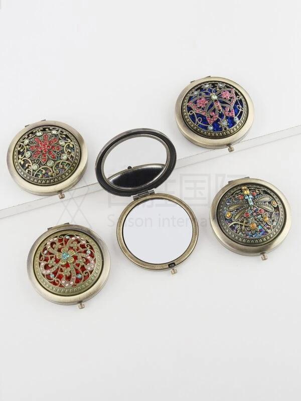 Round Folding Makeup Mirror 1pc Random Color