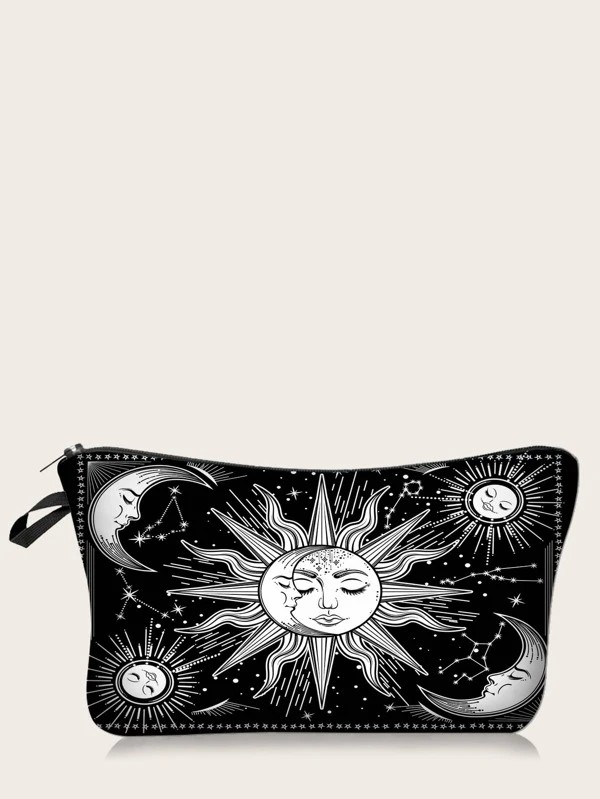 Sun or Moon Zipper Makeup Bag