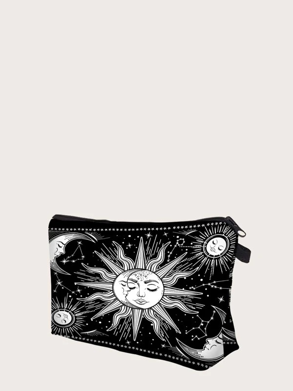 Sun or Moon Zipper Makeup Bag