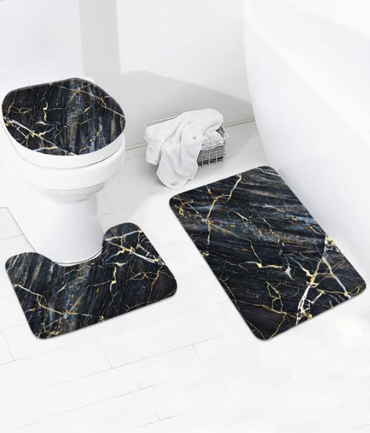 Toilet Floor Mat Non-Slip Pedestal Rug Set for Home 