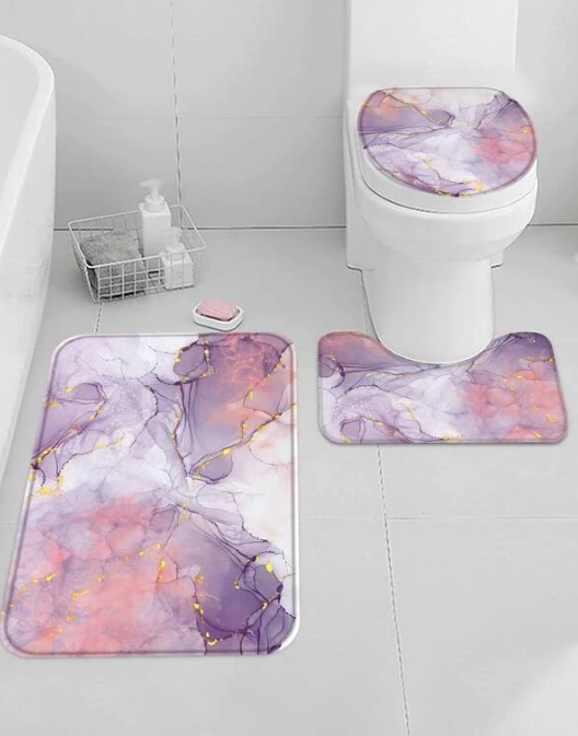 Toilet Floor Mat Non-Slip Pedestal Rug Set for Home 