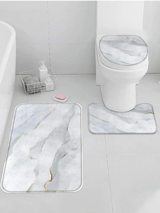 Toilet Floor Mat Non-Slip Pedestal Rug Set for Home 