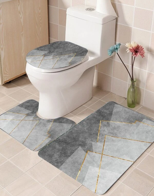 Toilet Floor Mat Non-Slip Pedestal Rug Set for Home 