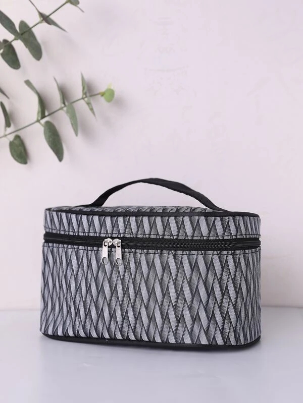 Weave Pattern Square Makeup Bag