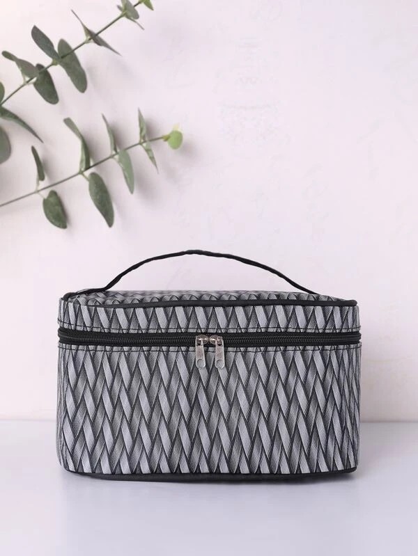 Weave Pattern Square Makeup Bag