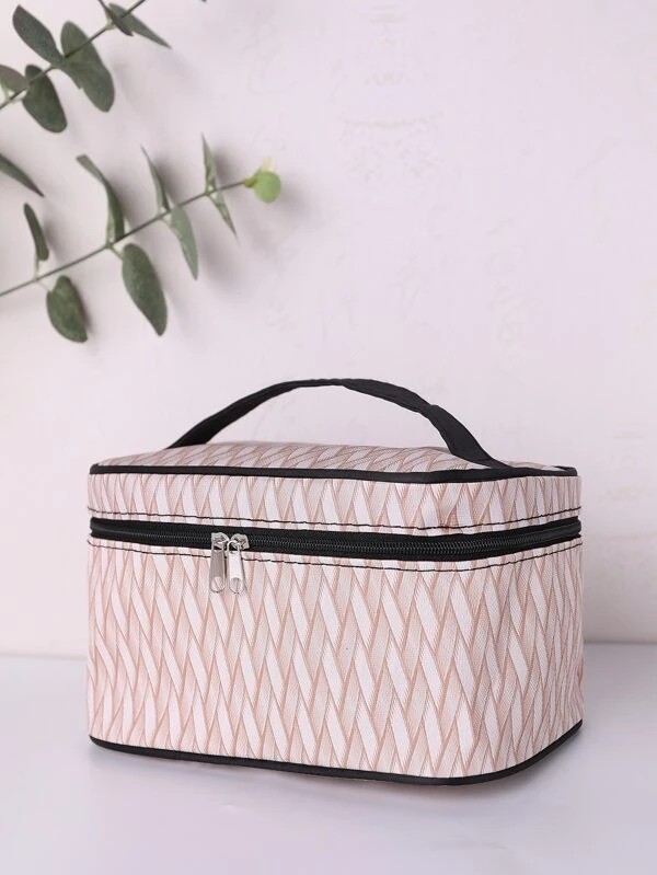 Weave Pattern Square Makeup Bag