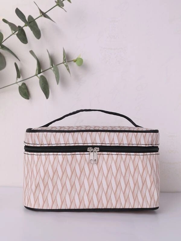 Weave Pattern Square Makeup Bag